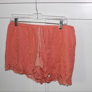Francescas Orange Crochet shorts